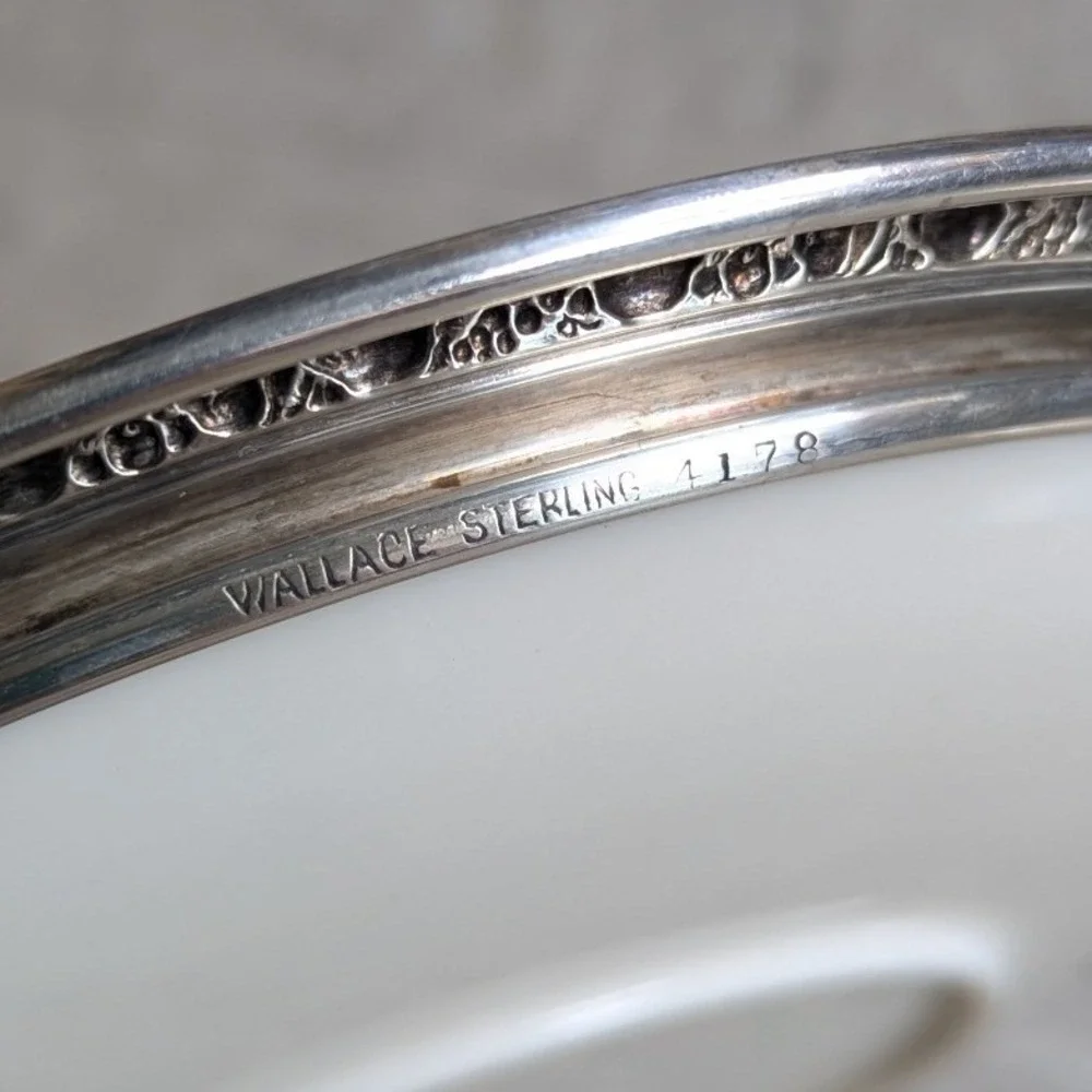 Lenox Rose Porcelain Plate Wallace Sterling Silver 30s 4178 Vintage Floral 8.5in